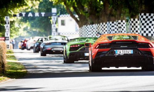 Goodwood Festival of Speed. Line up of sports cars at the start line